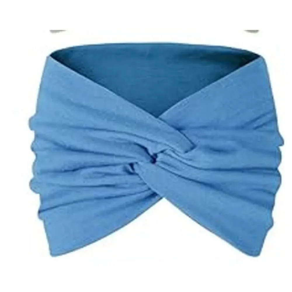 HeadBands Light Blue Wide Large Turban Boho Cloth Hairband Twisted Knot Yoga Hip